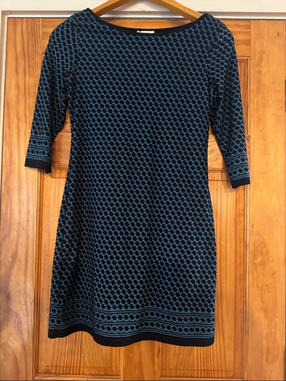 Sophie Max Teal and Black Long Sleeve Knit Dress